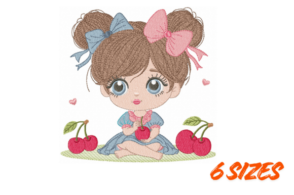 Download Cute Cherry Girl Embroidery Design - Girl Collection
