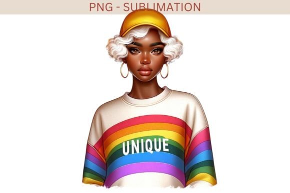 Download Unique Afro Girl, Rainbow Sticker, Black - Girl Collection