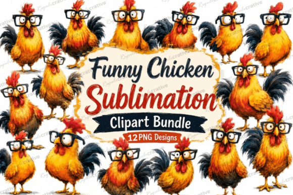 Download Funny Chicken Sublimation Clipart Bundle - Fun Collection