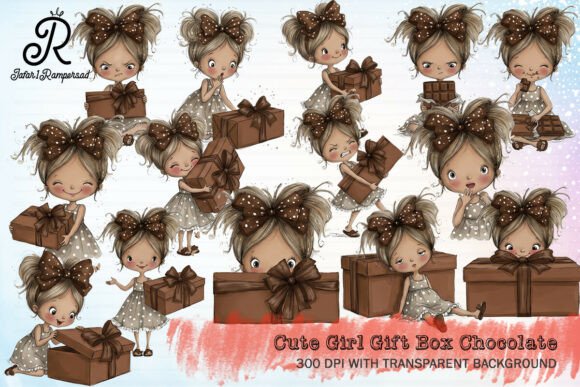 Download Cute Girl Gift Box Chocolate Clipart - Girl Collection