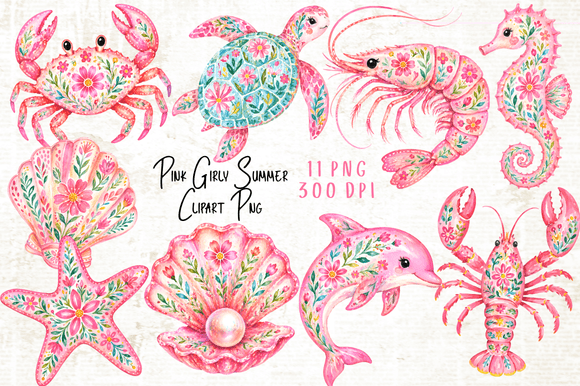 Download Pink Girly Summer Clipart PNG - Girl Collection